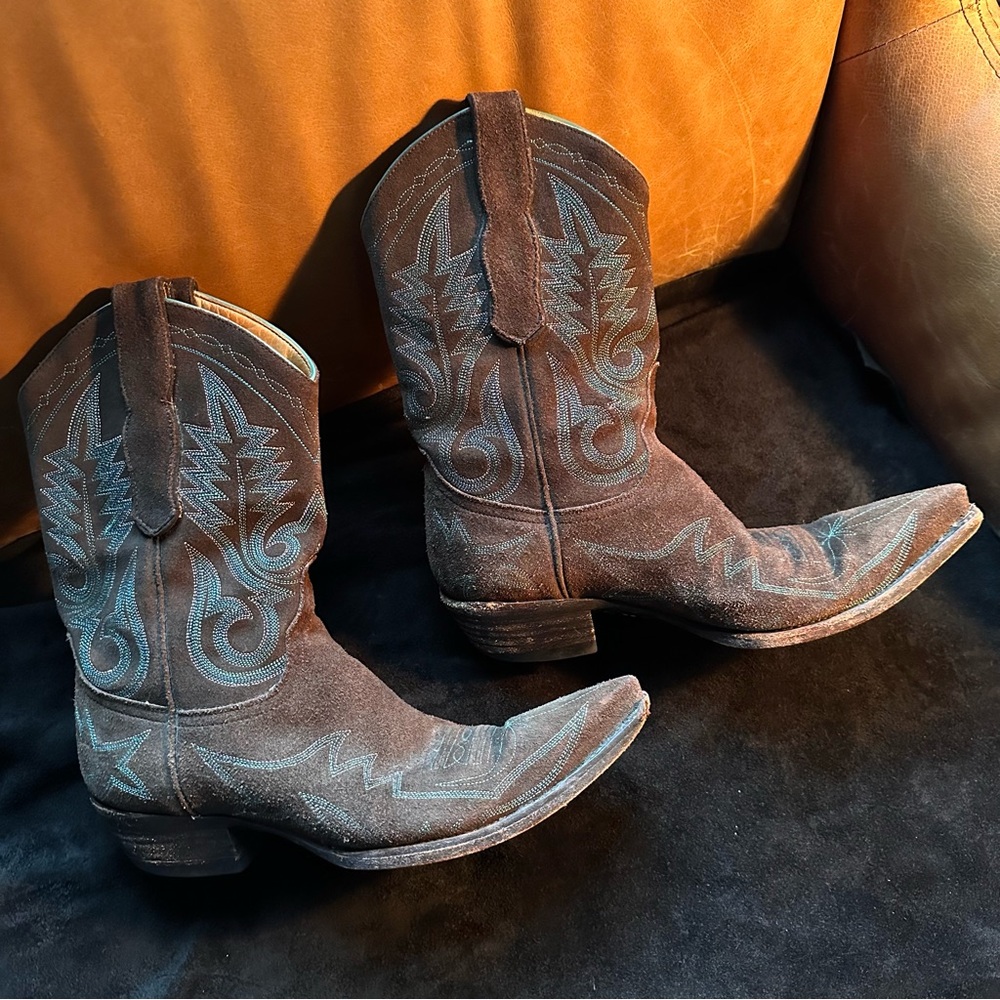 Old Gringo cowboy boots brown suede embroidered coastal cowgirl leather western - Picture 4 of 17
